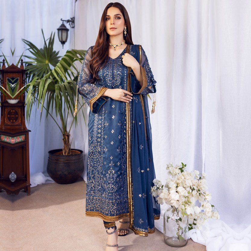 Sonia Umer – Chashm-E-Mast – Embroidered Silk Net Unstitched 3Pc Suit