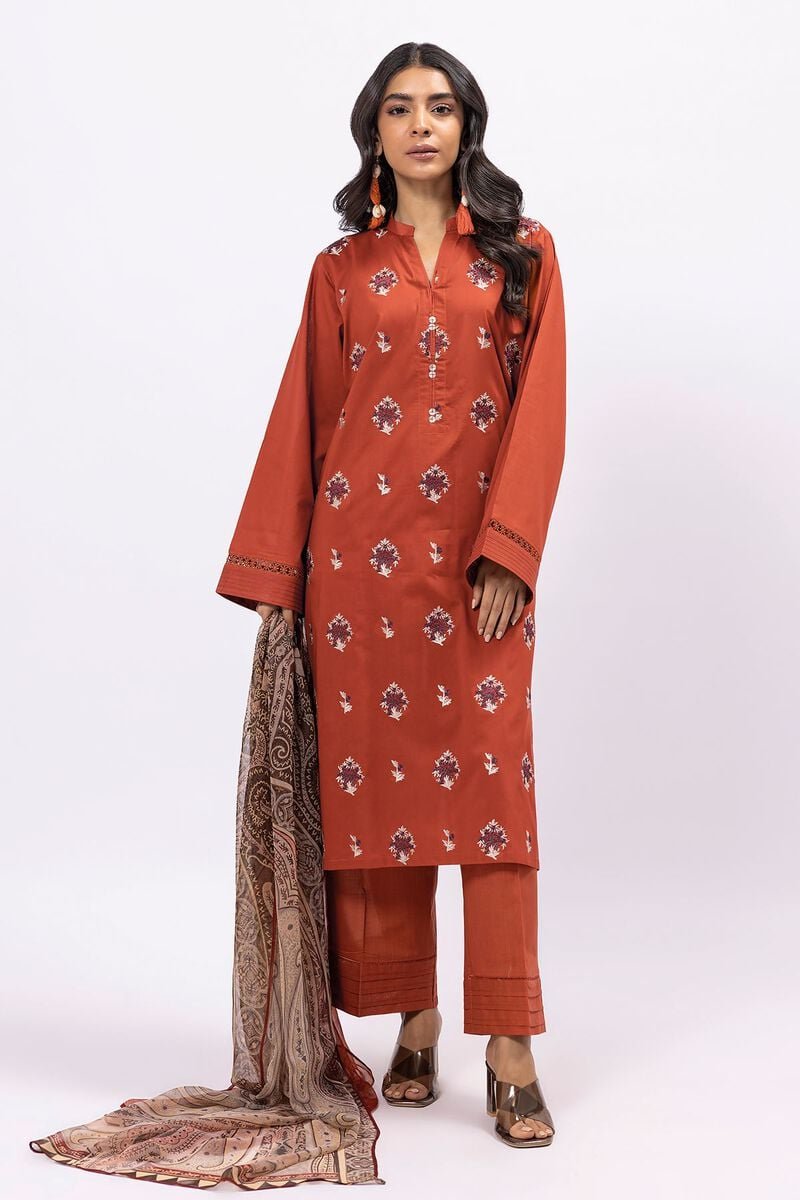 Printed Embroidered Lawn | Top Bottoms Dupatta Fabrics 3 Piece Suit BLA230602 SHAHZADI LAWN