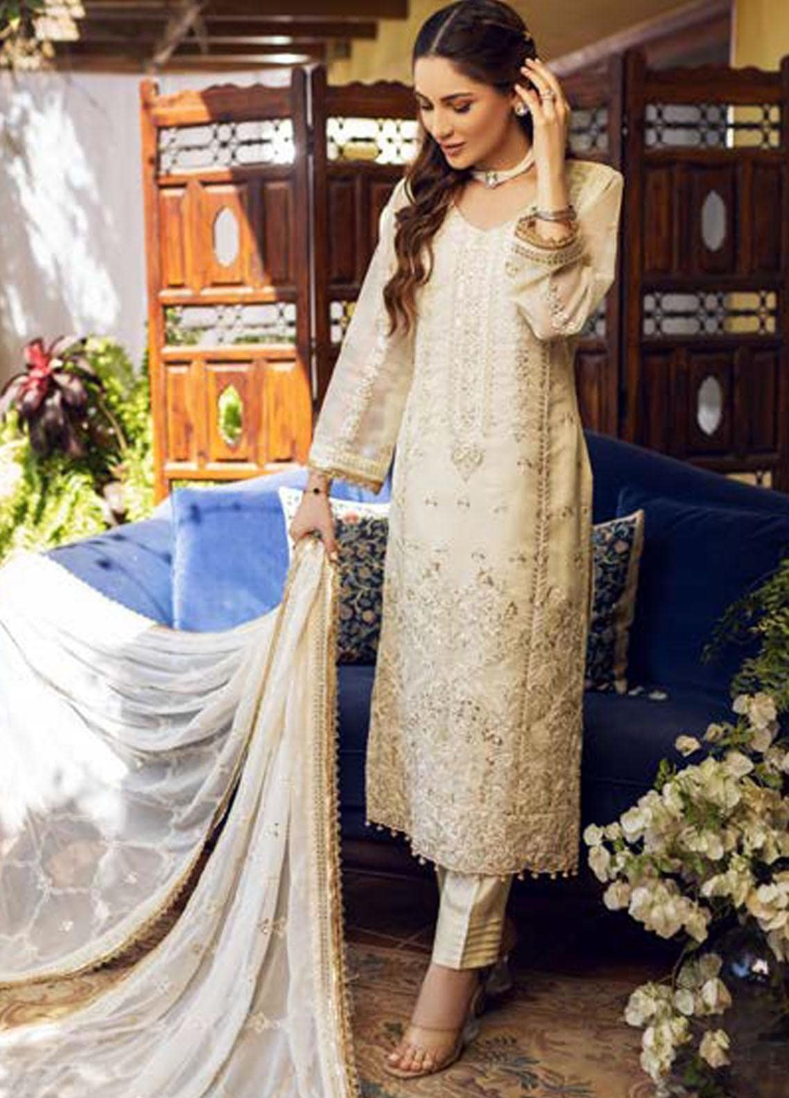 Sonia Umer Embroidered Silk Net Unstitched 3Pc Suit