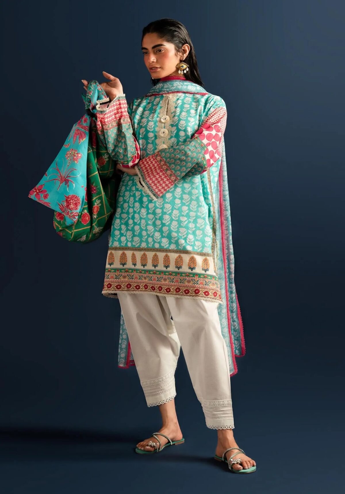 Embroidered Lawn Suit with Printed Monar Dupatta Sana Safinaz Mahay Summer 2Pc 19B