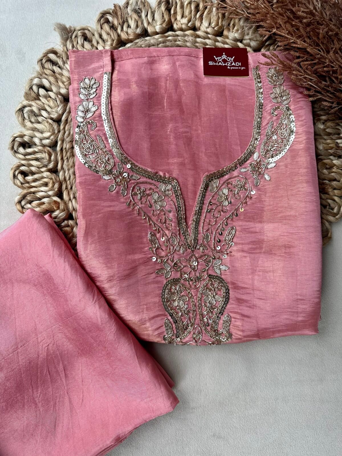 Tissue Silk Party Wear Unstitched Material SHAHZADI LAWN