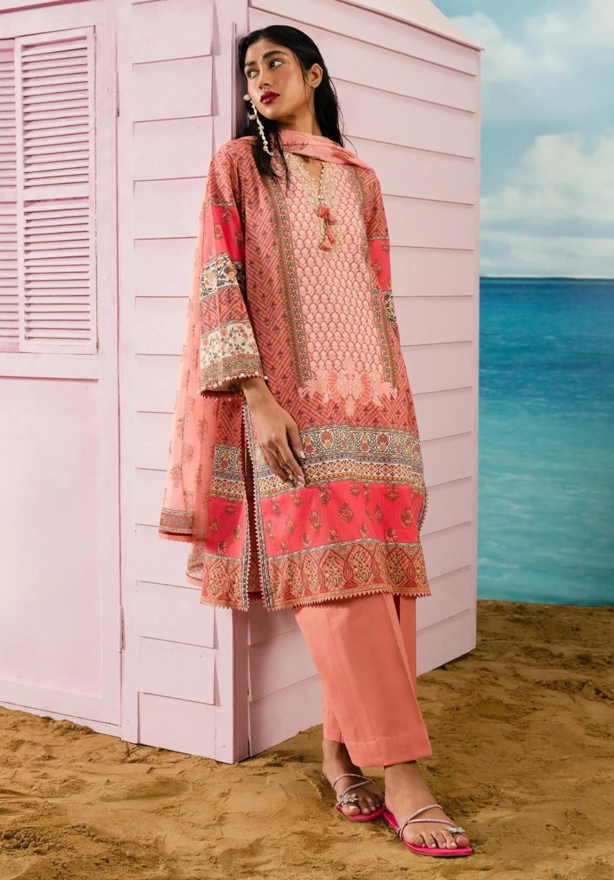 Embroidered Lawn Suit with Printed Silk Dupatta Sana Safinaz Mahay Summer 3Pc SHAHZADI LAWN