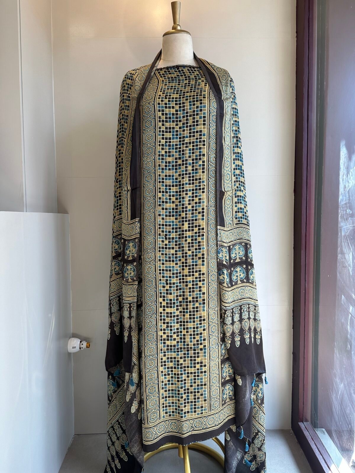 Ajrakh Modal Silk 2pc Unstitched Material