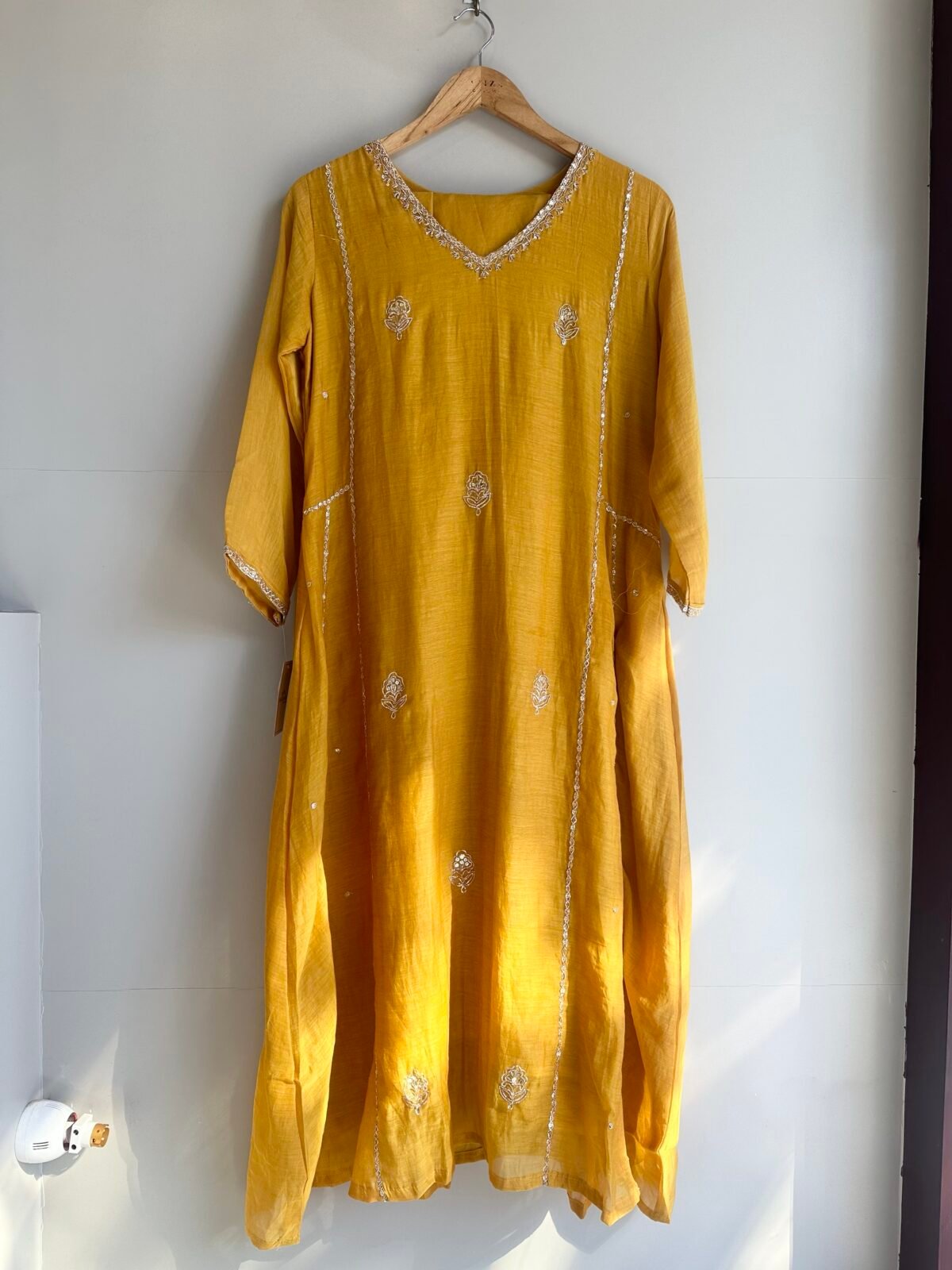 Yellow Mal Chanderi Indian Party Wear