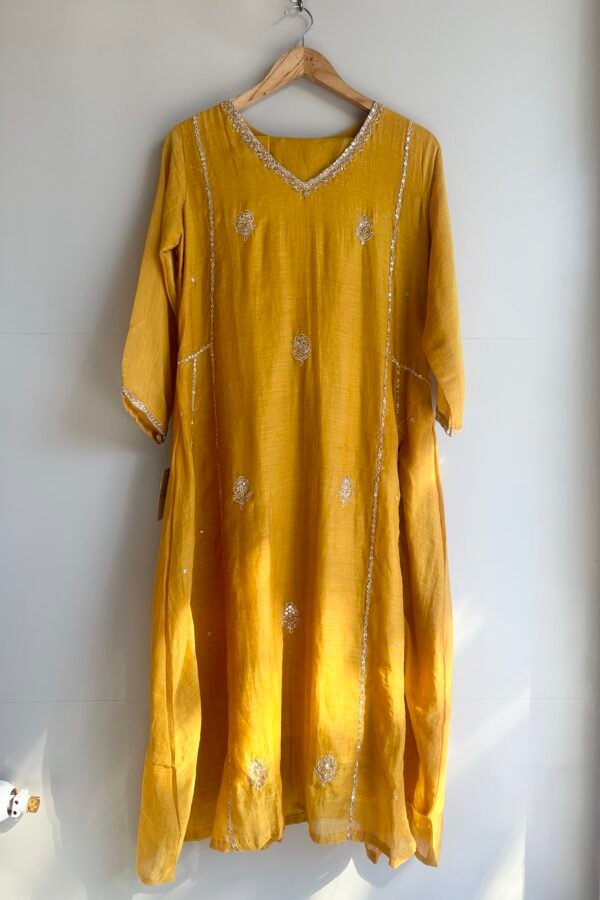 Yellow Mal Chanderi Indian Party Wear