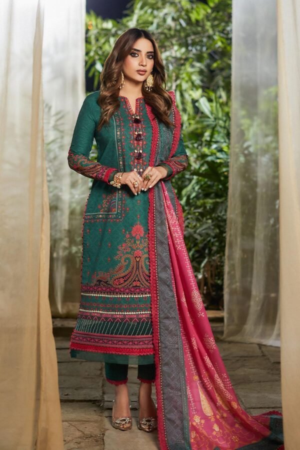 Digital printed lawn shirt front Digital printed lawn shirt back Digital printed lawn sleeves 2.5m digital printed lawn dupatta