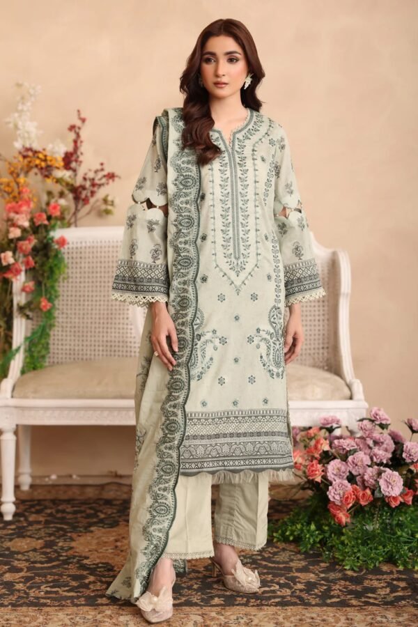 Johra embroidered printed lawn